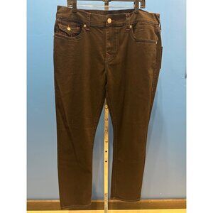 True Religion Mens Geno Relaxed Slim Black Jeans W38 L32 Red Stitch